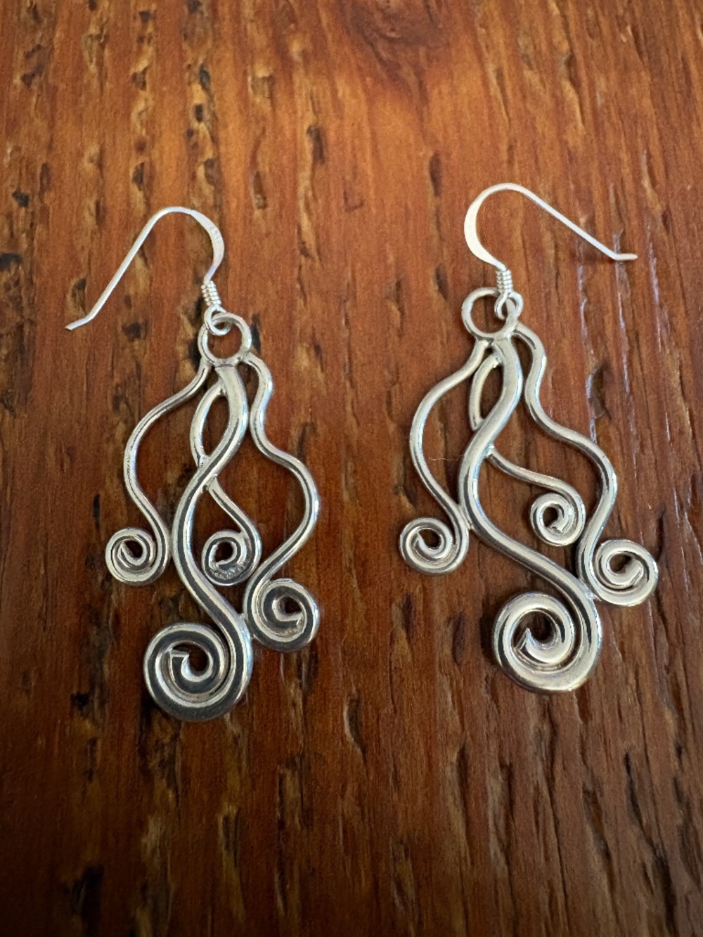 Swirl, Wave Dangle Earrings with Sterling Silver Posts